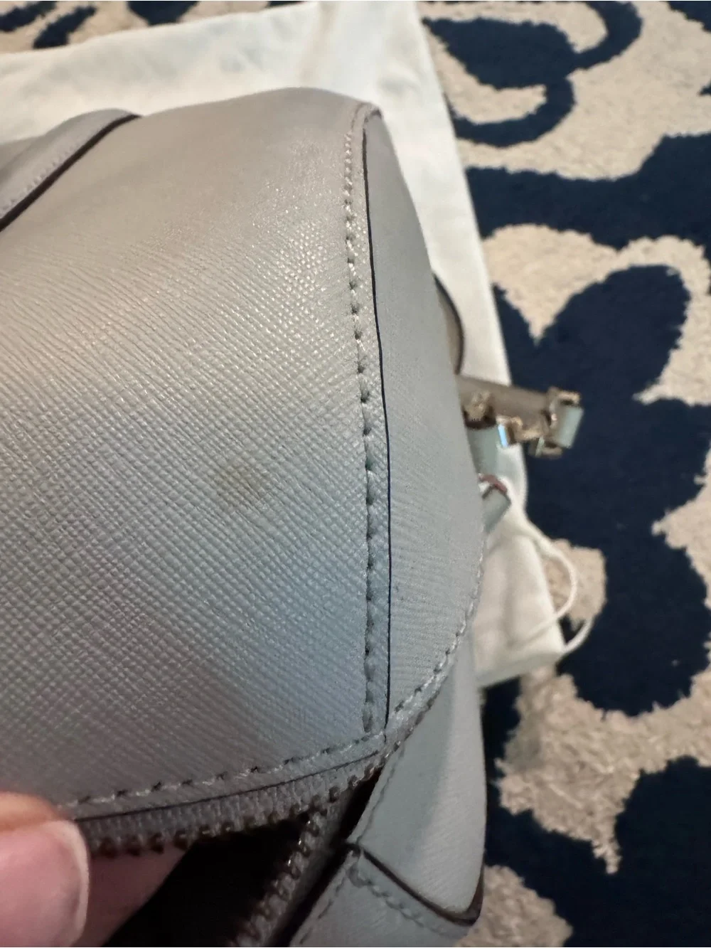 kate spade Light Gray Saffiano Dome Satchel with Crossbody Strap